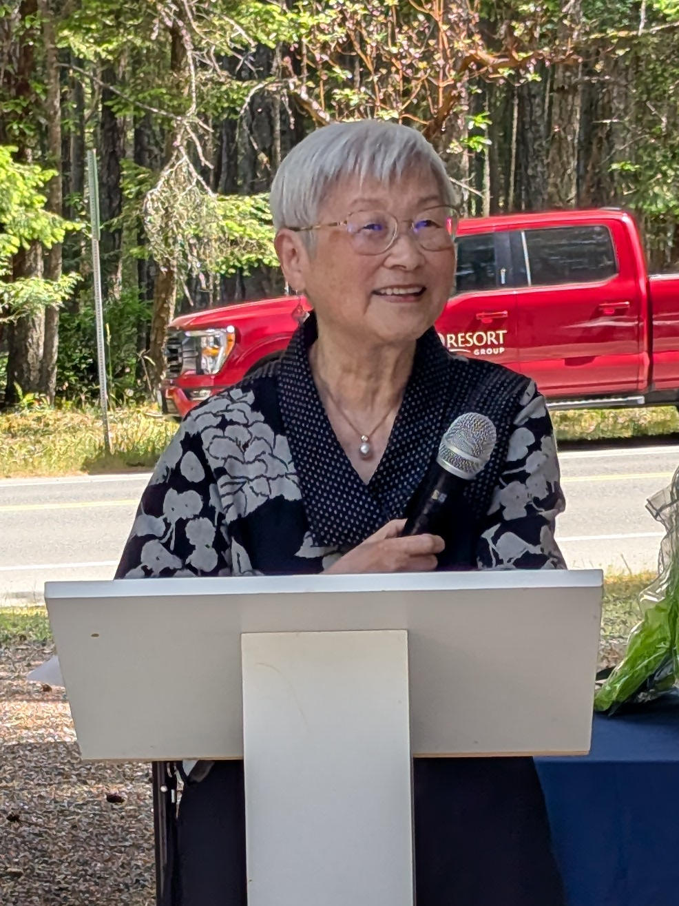 Masako Fukawa, speaking at the Gabriola Island museum.