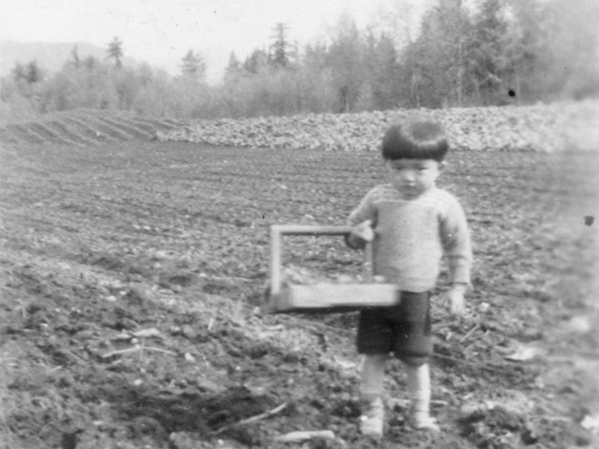 Child on farm in Mission, BC.